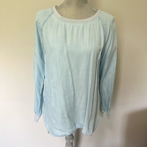 Loft Chambray Long Sleeve Top Size M EUC - Picture 1 of 2